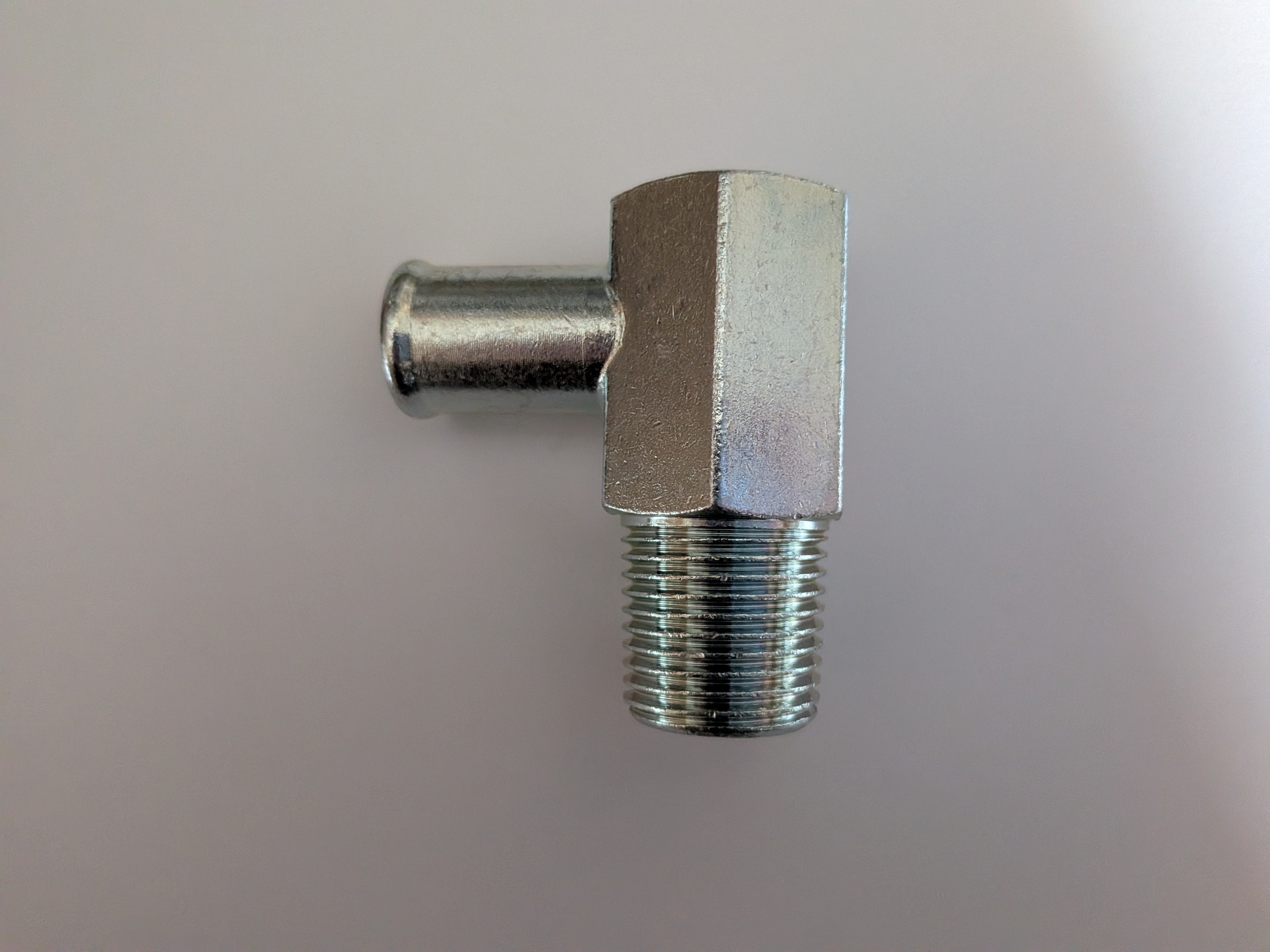 Heater Hose Connector 90 Degree Elbow Fitting Steel 5/8 inch Nipple 1/2 inch NPT